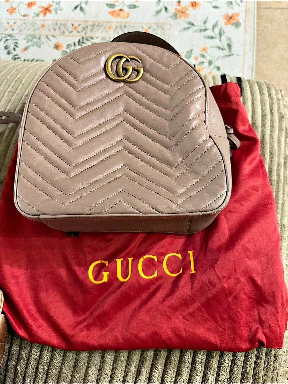 Gucci GG Marmont Matelassé Leather Backpack in Brown